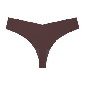 One-piece Seamless Ice Silk Breathable Low Waist Plus Size Women's Sports T-back (Option: Dark Brown-XL)