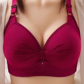 Triple Breasted Women's Bra Thin Mold Cup (Option: Wine Red-38 85BC)