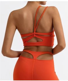 R Women Beauty Back Cross Nude Feel With Chest Pad High Elastic Quick-drying Sling Bra One Piece Dropshipping (Option: L-Sweet Orange)
