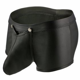 Men's Bullet Separation Patent Leather Boxer Briefs (Option: Black-L)