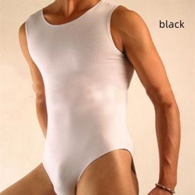 Men's Plus Size Cotton Tank Top Bodysuit (Option: Black-L)