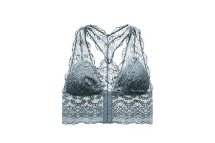 Lace Embroidery Beautiful Back Thin Cup Front Button Underwear Bra Without Steel Ring (Option: Green-M)