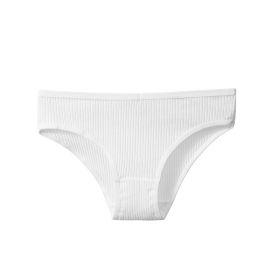 Women's Cotton Breathable Threaded Briefs (Option: White-L)