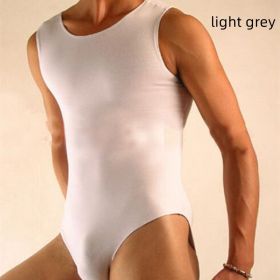 Men's Plus Size Cotton Tank Top Bodysuit (Option: Light grey-XL)