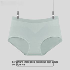 Summer High Elastic Antibacterial Women's Mid Waist Seamless Briefs Women's One-piece Seamless Silk Underwear (Option: Hip Lifting Style Water Green-Average Size)