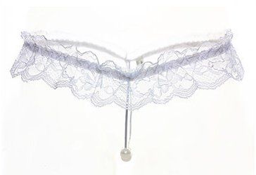 Sexy Lace Pearl Massage Opening Underpants (Option: White-Free Size)