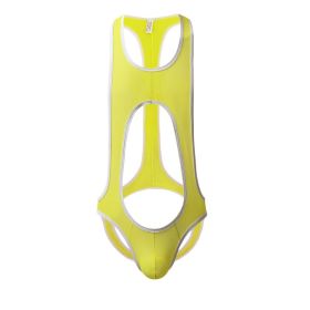 Men's One Piece Breathable Mesh Underwear (Option: Yellow-L)