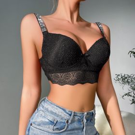 Shoulder Strap French Lace Push Up Shaping Bra (Option: Black-95B)