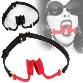 Deep Throat Blowjob Mouth Gag Expander,100% Medical Silicone Slave Gags,Bondage,Restraints,BDSM,Oral Sex Toys For Couple (Color: BLACK)