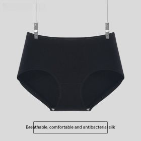 Summer High Elastic Antibacterial Women's Mid Waist Seamless Briefs Women's One-piece Seamless Silk Underwear (Option: Snowflake Style Pure Black-Average Size)