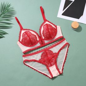 French Mesh Stitching Summer Underwear (Option: Burgundy-XL)