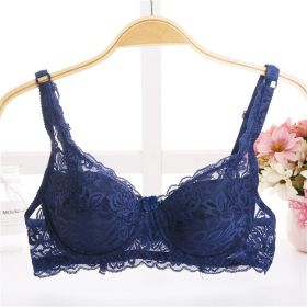 Thin Breathable Plus Size Lace Push Up Adjusting Bra (Option: Sapphire Blue-40 90B)