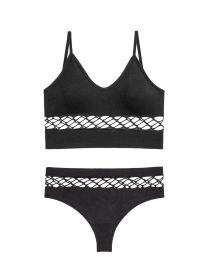 Women's Hollow Underwear Suit (Option: Black-XL)