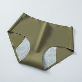 Front And Rear Anti-side Leakage Large Size Waist Protection Physiological Underwear (Option: Mustard Green-3XL)