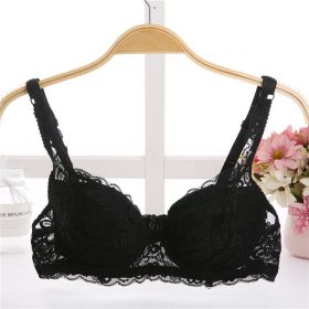 Thin Breathable Plus Size Lace Push Up Adjusting Bra (Option: Black-38 85B)