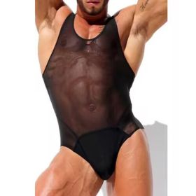 Men's Sheer Mesh Sports Fitness Beach Jumpsuit Men's Fierce Men's Sexy (Option: 3XL)