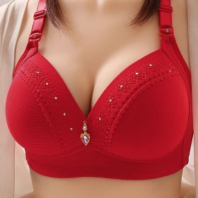 Women's Plus Size Push-up Accessories Chest Push-up Bra Without Steel Ring (Option: Red-40or90)