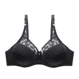 Plus Size Ultra-thin Mold Cup Cotton Bra (Option: Black-105C)