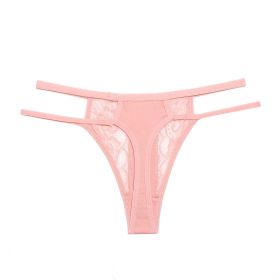 Girls Lace Pure Desire Double Belt Thin Strap Seamless Briefs (Option: Pink-L)