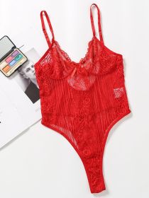 Women's Sexy And Fun Lingerie One Piece Lace Pajamas (Option: Red-XL)