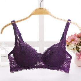 Thin Breathable Plus Size Lace Push Up Adjusting Bra (Option: Purple-40 90B)