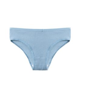 Women's Cotton Breathable Threaded Briefs (Option: Light Blue-XL)