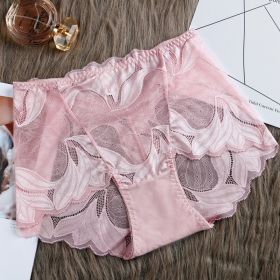 High Waist Lace Women's Panties French Transparent Comfortable Hip Lift Seamless Briefs (Option: Taro Pink-XXL)