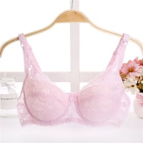 Thin Breathable Plus Size Lace Push Up Adjusting Bra (Option: Pink-40 90B)