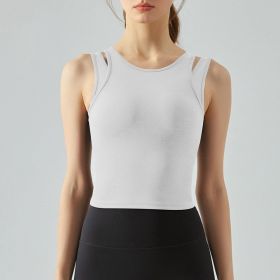 Women's Sports Vest With Chest Pad Running Training Fitness Shockproof Yoga Bra (Option: XL-White)