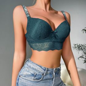 Shoulder Strap French Lace Push Up Shaping Bra (Option: Green-85B)