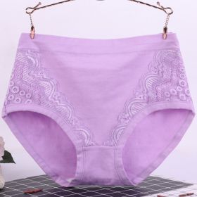 Women's Cotton Breathable Plus Size High Elastic Underwear (Option: Purple-4XL)