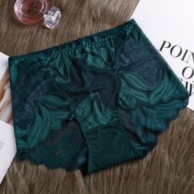 High Waist Lace Women's Panties French Transparent Comfortable Hip Lift Seamless Briefs (Option: New Green-XXL)