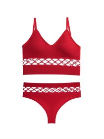 Women's Hollow Underwear Suit (Option: Red-XL)
