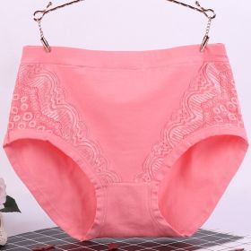 Underwear High Waist Cotton Crotch Plus-sized Plus Size Briefs (Option: Cherry Pink-4XL)
