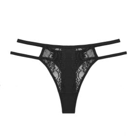 Girls Lace Pure Desire Double Belt Thin Strap Seamless Briefs (Option: Black-L)