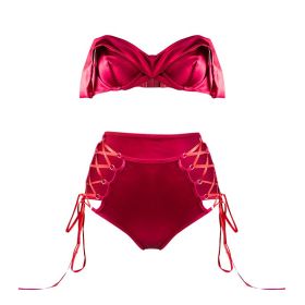 Sexy Underwear Two-piece Pack (Option: Wine Red-XL)