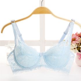 Thin Breathable Plus Size Lace Push Up Adjusting Bra (Option: Sky Blue-40 90B)